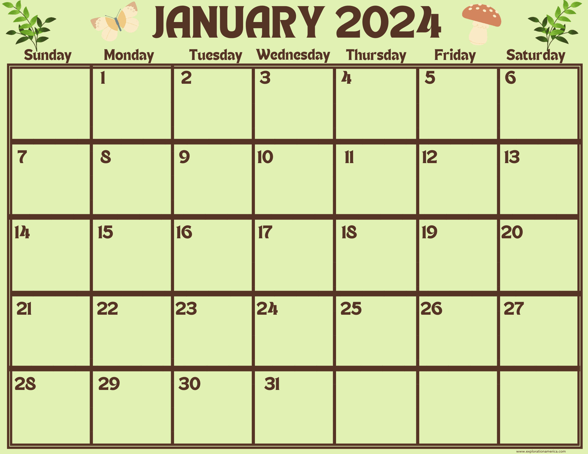 Free Printable Calendar - Nature Themed 12 Month Calendar in Free Printable Calendar 2024 Nature