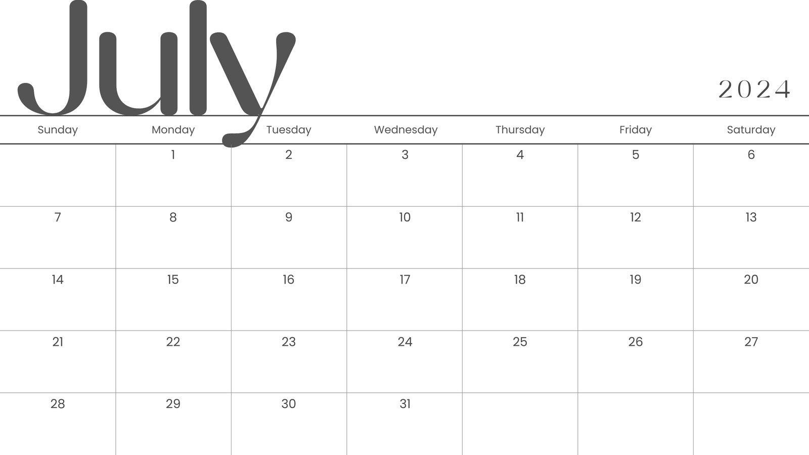 Free Printable, Custom July 2024 Calendar Templates | Canva in Free Printable Blank Calender June 2024