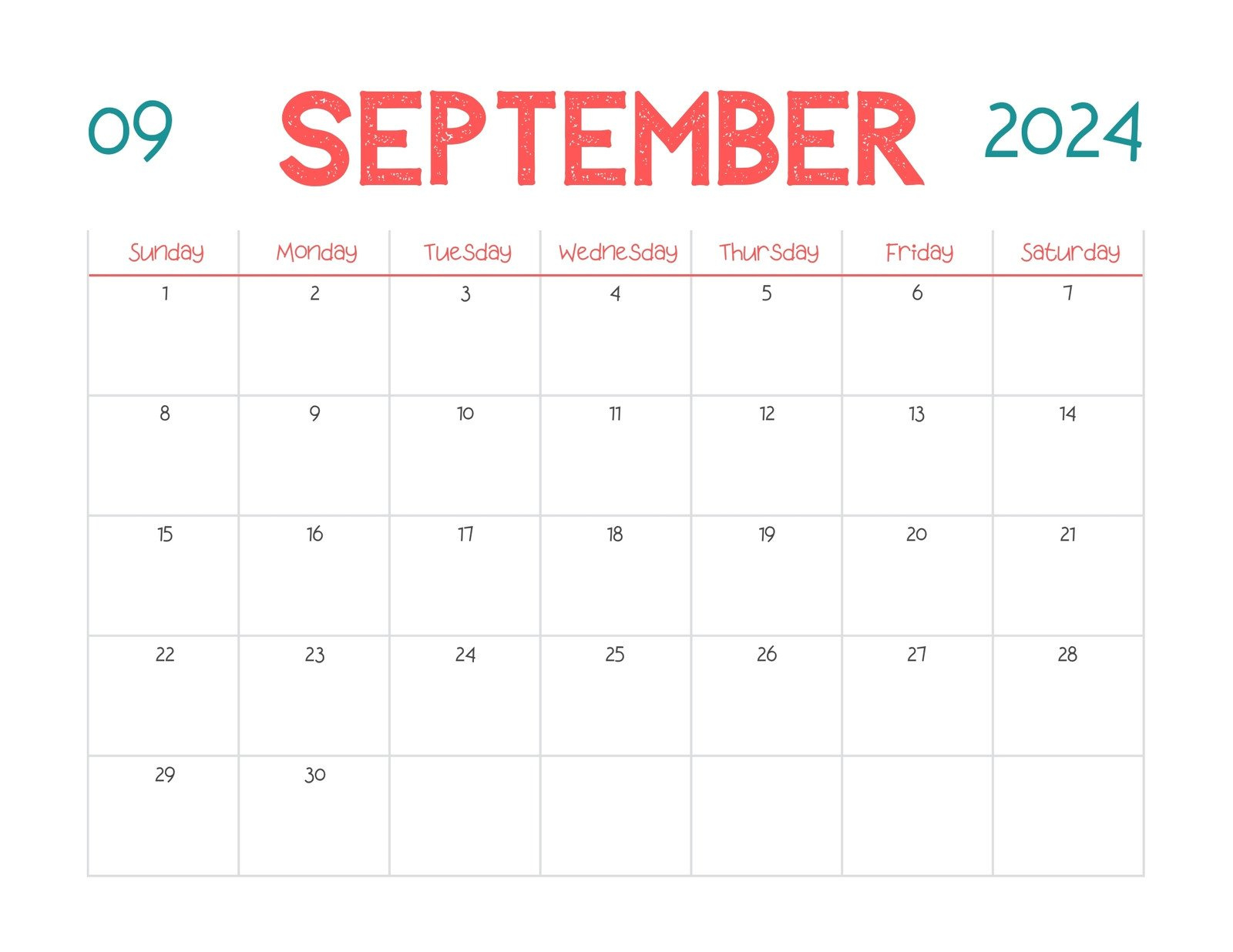 Free Printable September 2024 Calendar Templates | Canva intended for Free Printable Blank Sept 2024 Planning Calendar