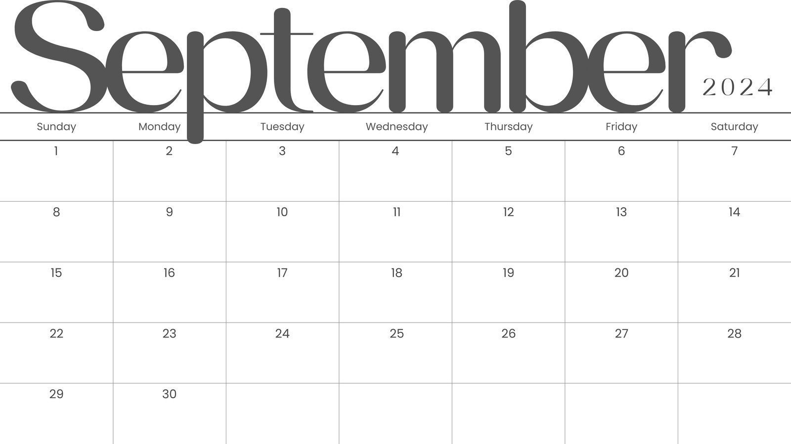 Free Printable September 2024 Calendar Templates | Canva throughout Free Printable Blank Sept 2024 Planning Calendar