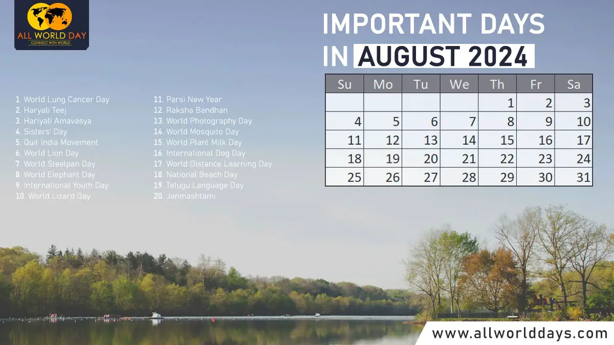 Important Days In August 2024: List Of National, International Dates pertaining to National Day Calendar August 2024