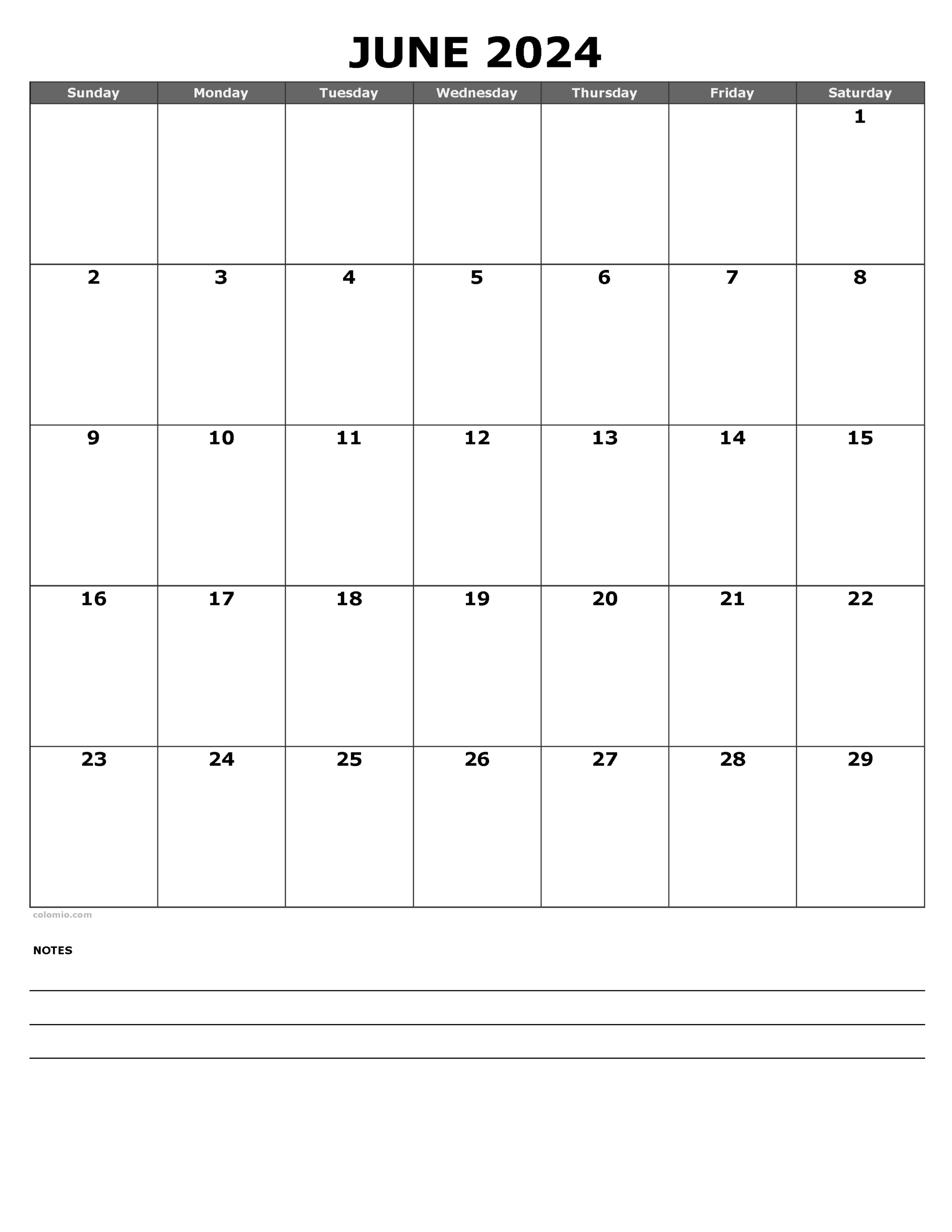 June 2024 Calendar | Free Printable Pdf, Xls And Png with Free Printable Calendar 2024 June