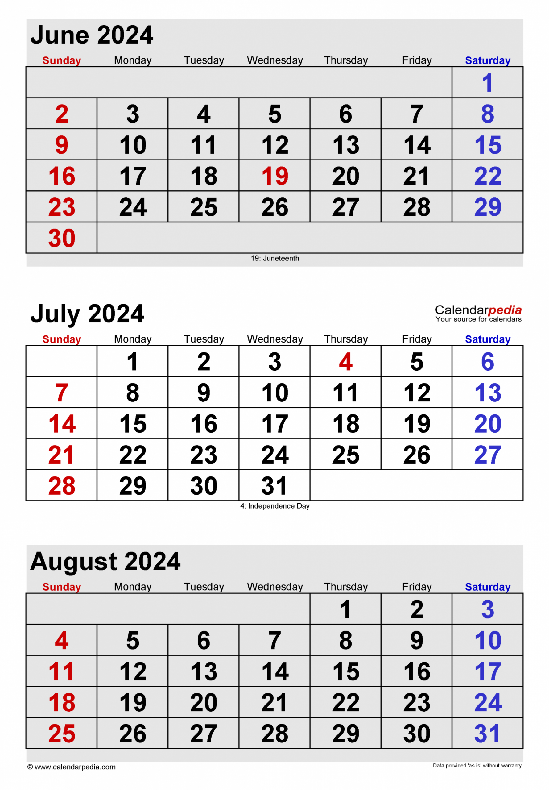 June-July-August Calendar 2024 In 2024 | August Calendar, Calendar for Calendar 2024 June July August