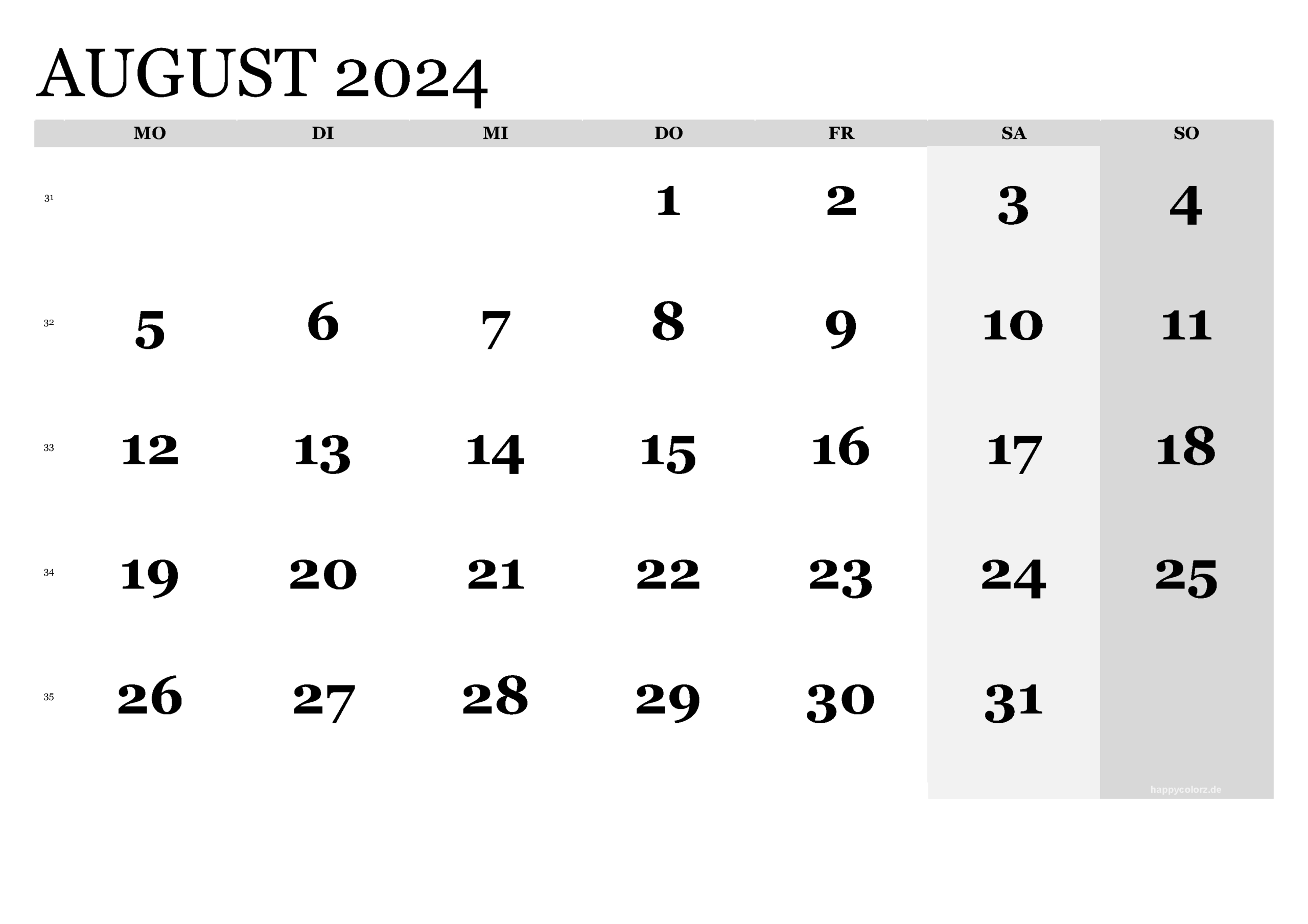 Kalender August 2024 Zum Ausdrucken (Pdf, Xls, Png) regarding Calender August 2024