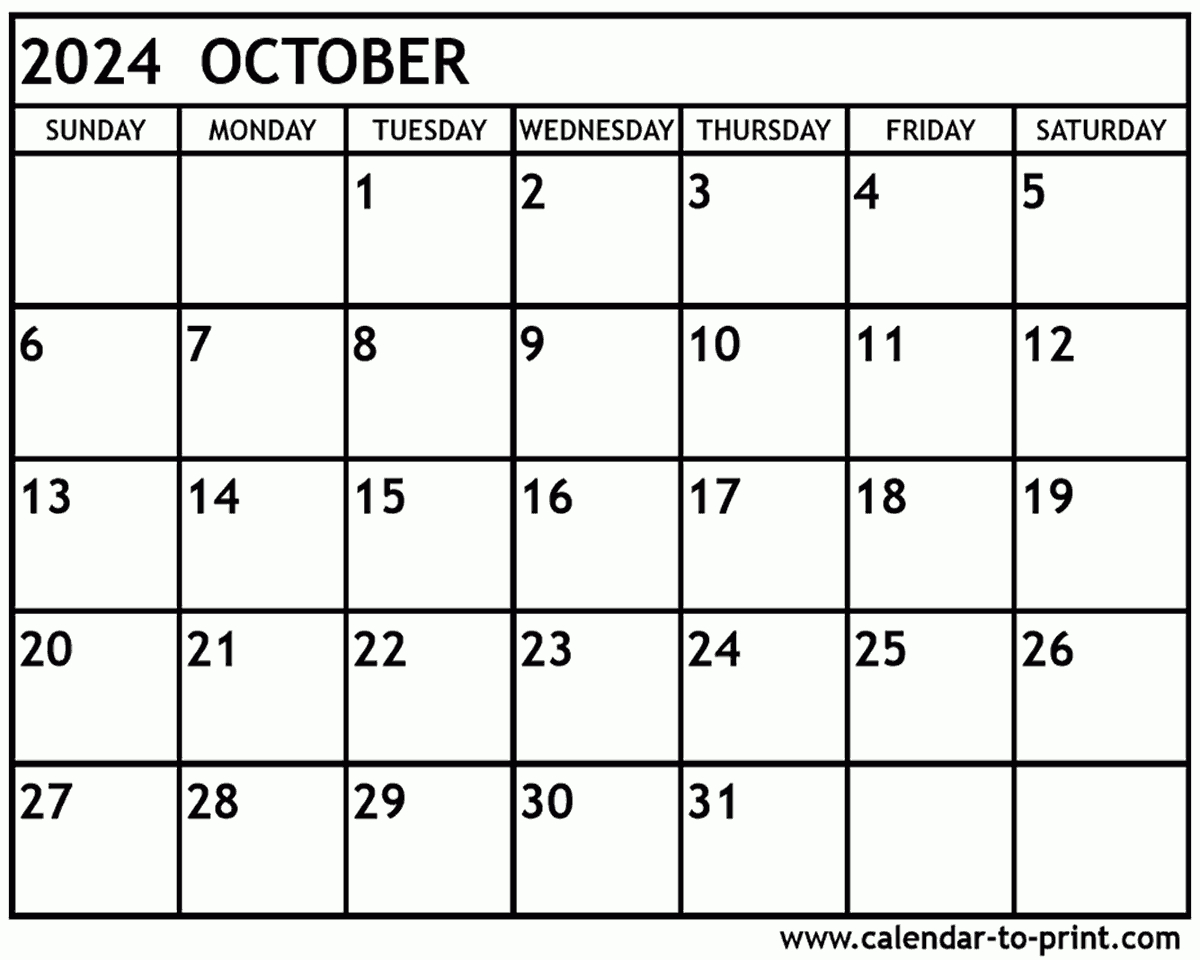 October 2024 Calendar Printable for August September October 2024 Calendar Printable