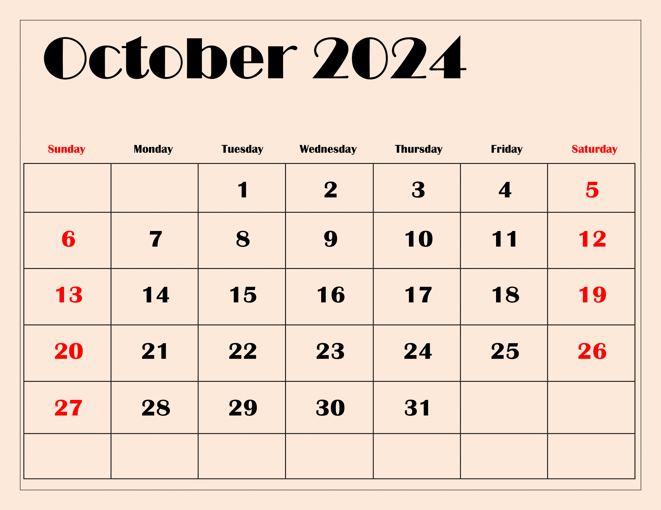 October 2024 Calendar Printable Pdf Free Templates With Holidays with regard to August - October 2024 Calendar