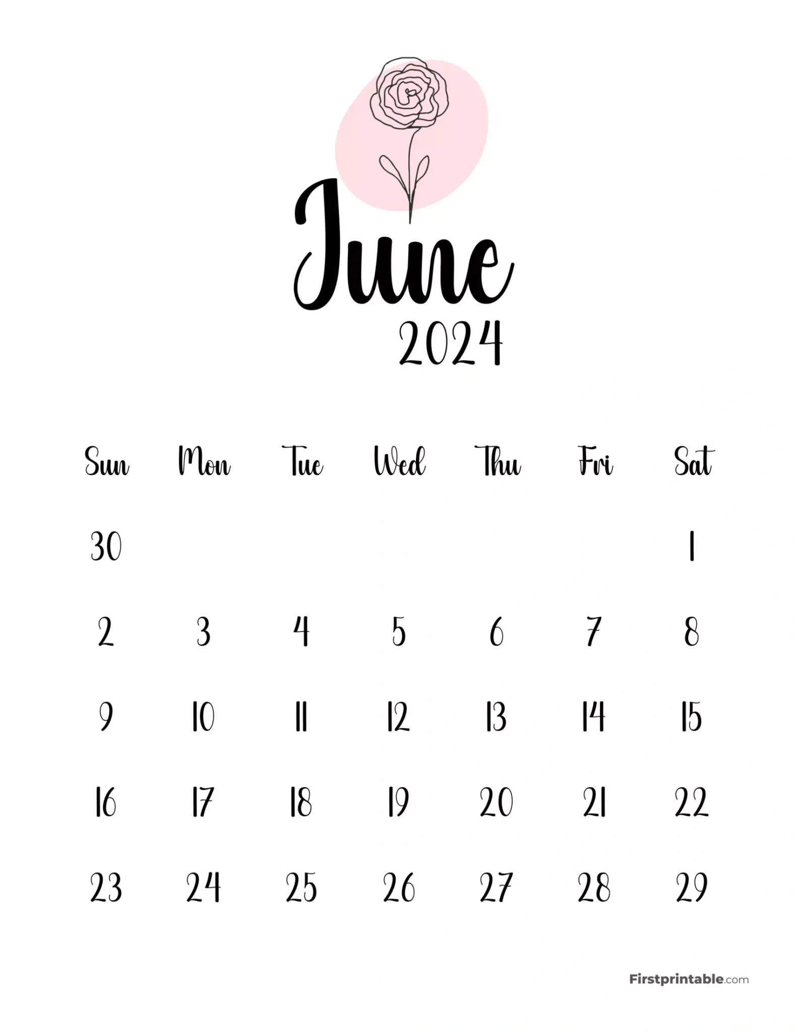 Printable Botanical Monthly Calendar 2024 intended for Free Printable Calend June 2024 Pinterest