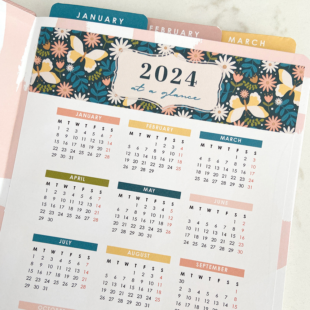 Printable Calendars And Page Tabs - Space And Quiet Journaling in Free Printable Bullet Journal Calendar 2024