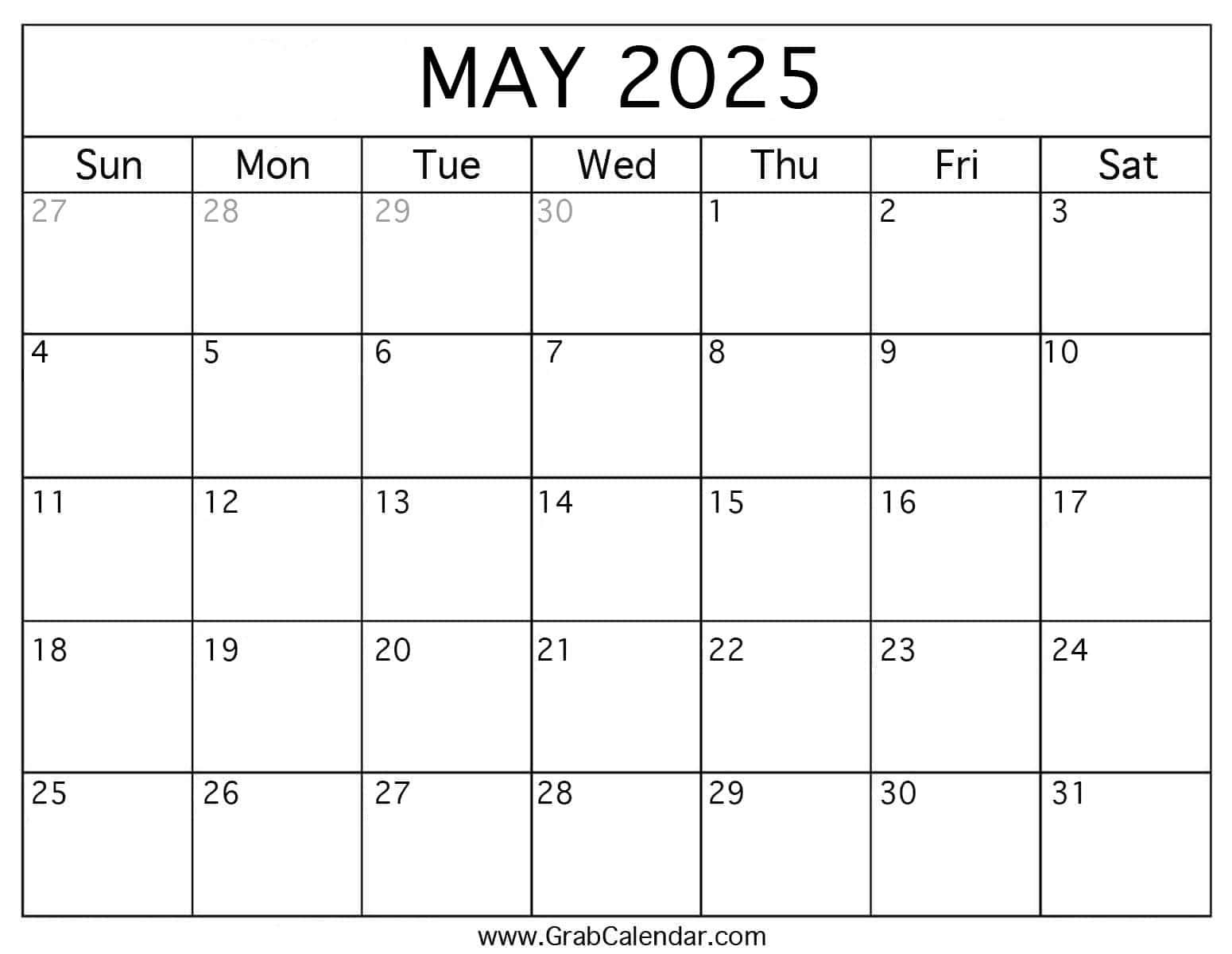 Printable May 2025 Calendar for August 2024-May 2025 Calendar Printable