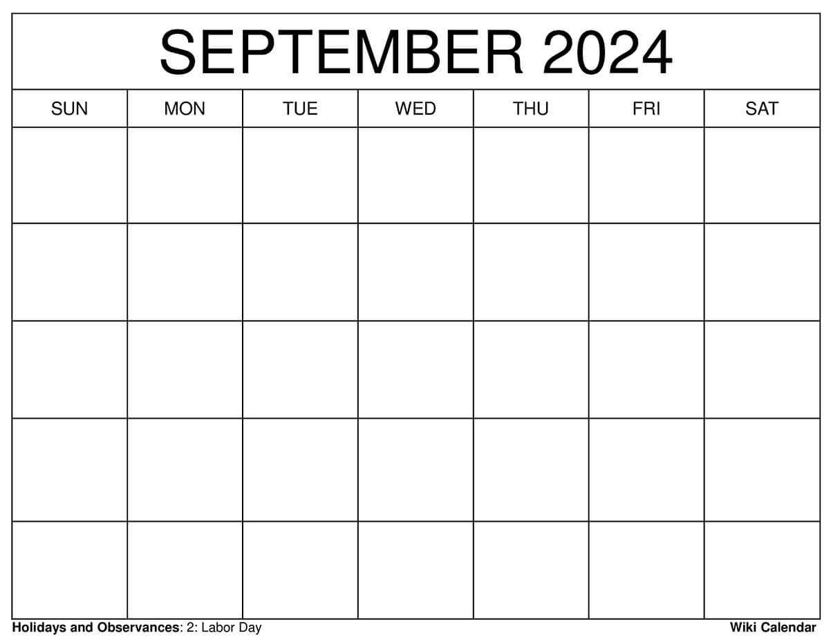 Printable September 2024 Calendar Templates With Holidays intended for August September Printable Calendar 2024