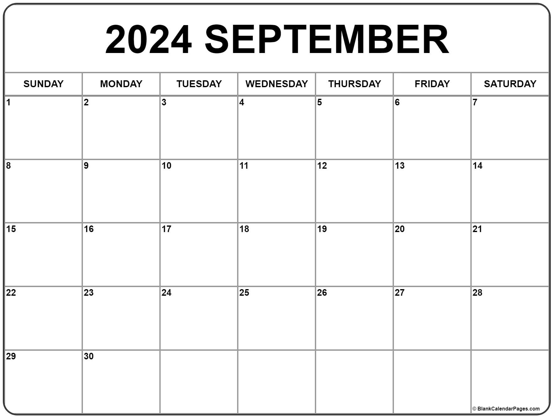 September 2024 Calendar | Free Printable Calendar for Free Printable Blank Sept 2024 Planning Calendar