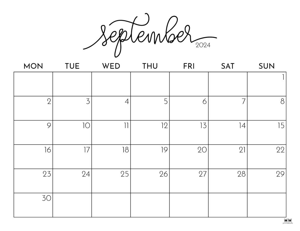 September 2024 Calendars - 50 Free Printables | Printabulls inside Printable Calendar For August And September 2024