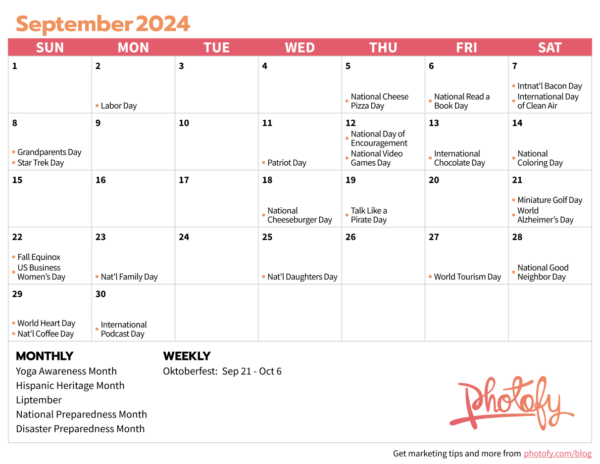 2024 Direct Sales Social Media Calendar - Photofy pertaining to September Content Calendar 2024