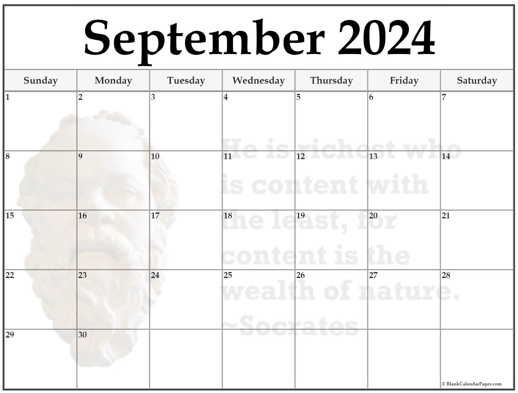 24+ September 2024 Quote Calendars within September 24 Calendar Printable