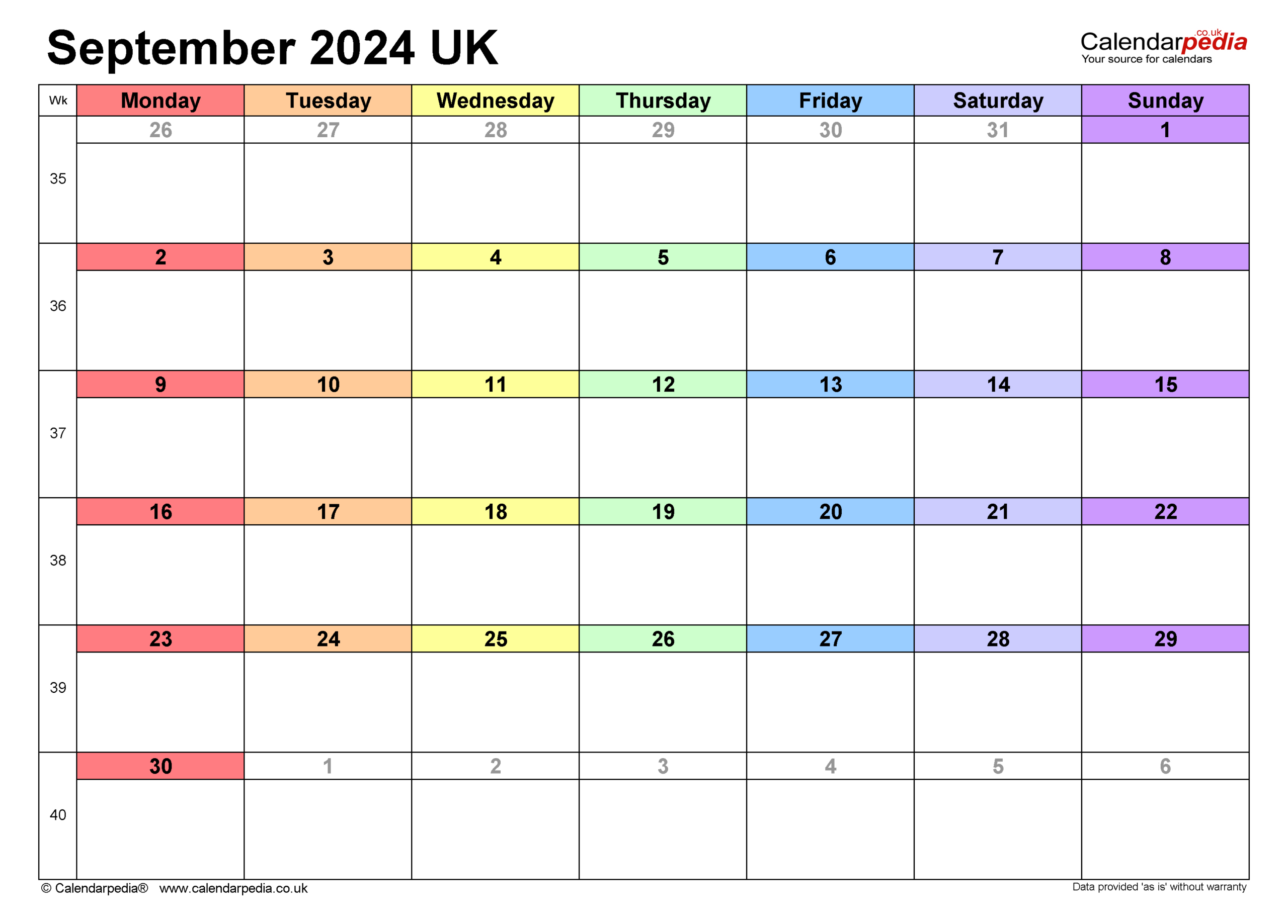 Calendar September 2024 Uk With Excel, Word And Pdf Templates throughout View September 2024 Calendar