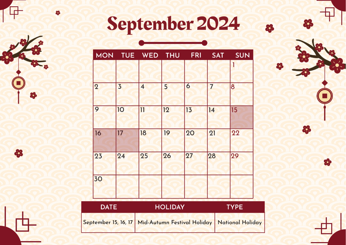 Chinese Calendar September 2024 Template - Edit Online &amp;amp; Download throughout Chinese Calendar September 2024