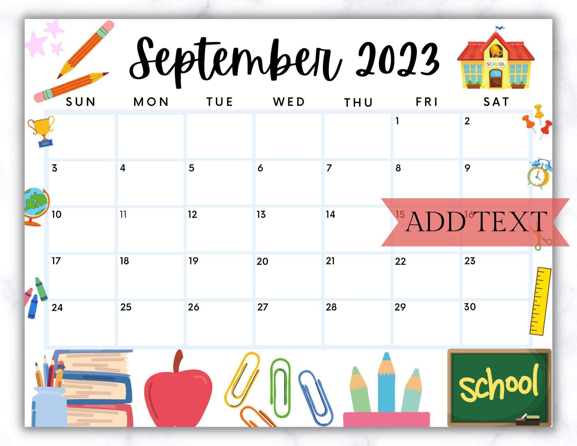 Editable September 2024 Calendar, Cute Printable Calendar, Back To with September Calendar 2024 Editable