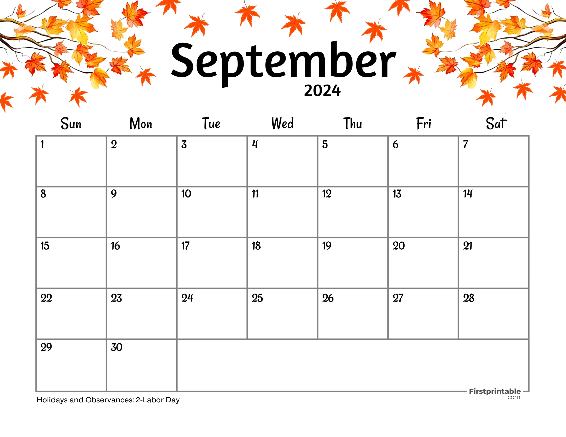 Free Printable &amp;amp; Fillable September Calendar 2024 in September Calendar With Holidays 2024