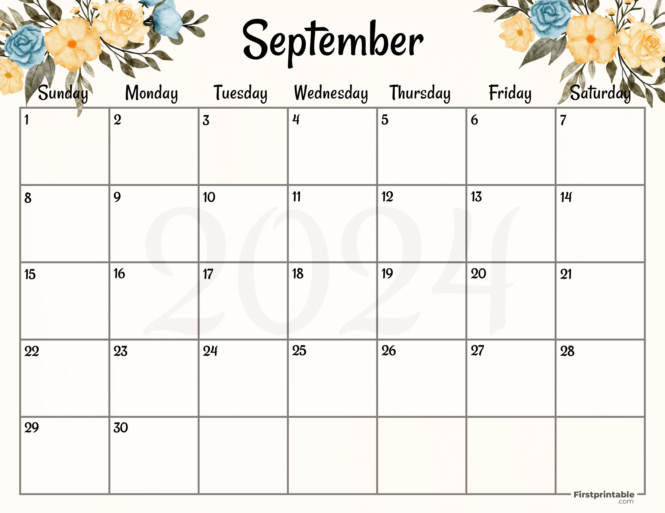 Free Printable &amp;amp; Fillable September Calendar 2024 throughout Print September 2024 Calendar