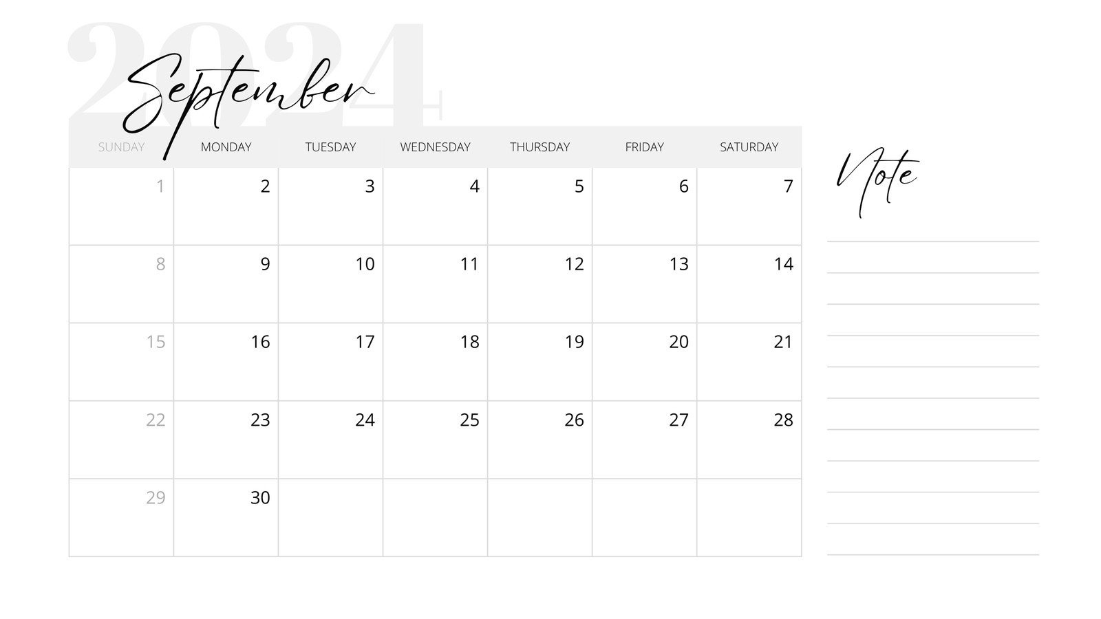 Free Printable September 2024 Calendar Templates | Canva for Blank Printable Calendar September 2024