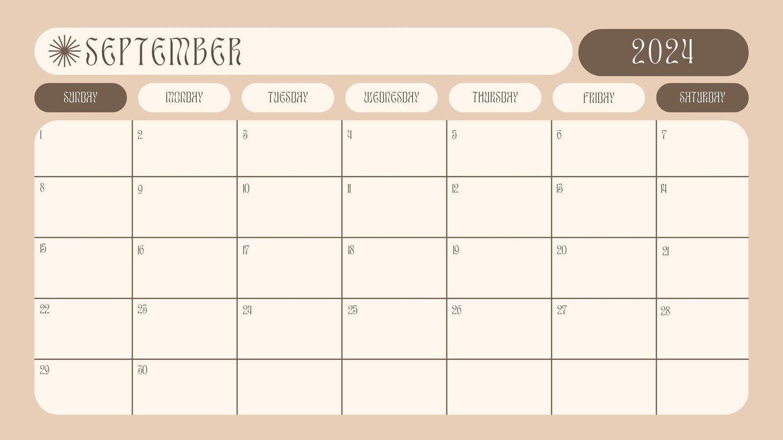 Free Printable September 2024 Calendar Templates | Canva intended for September 2024 Calendar Ideas