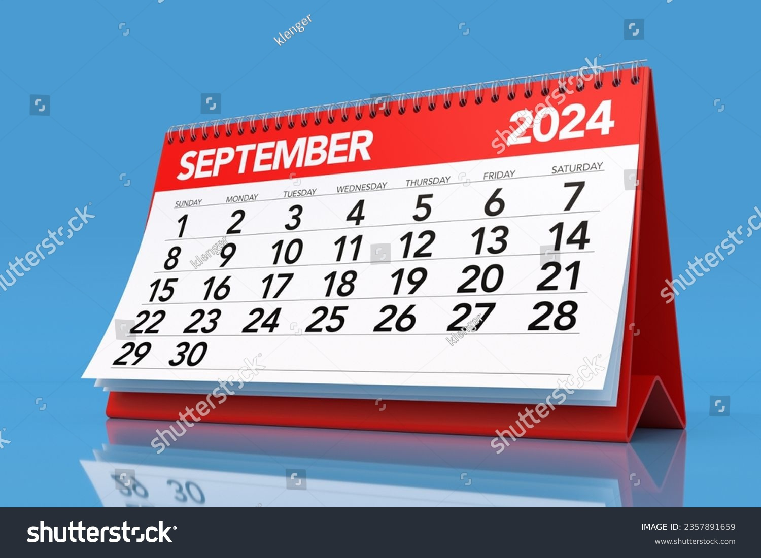 Kalender September 2024. Einzeln Auf Blauem: Stockillustration intended for September 2024 Calendar Clip Art