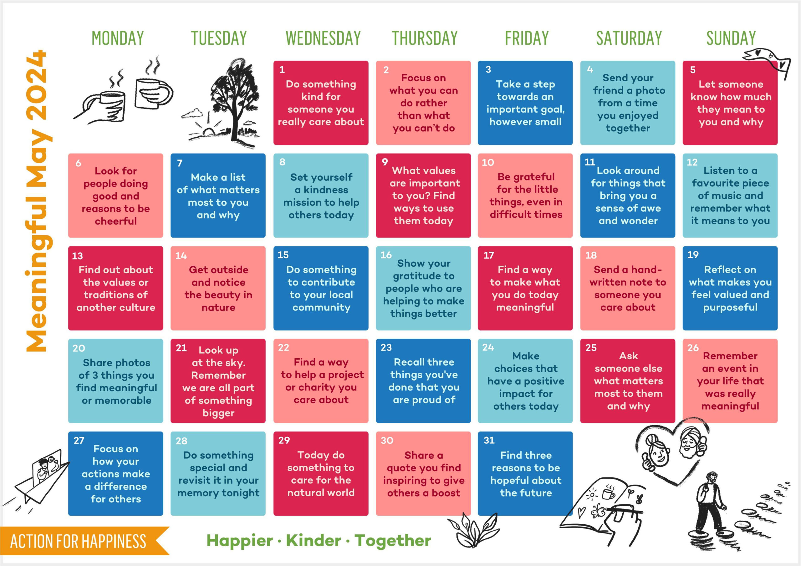 Meaningful May | Action For Happiness in Action For Happiness Calendar September 2024