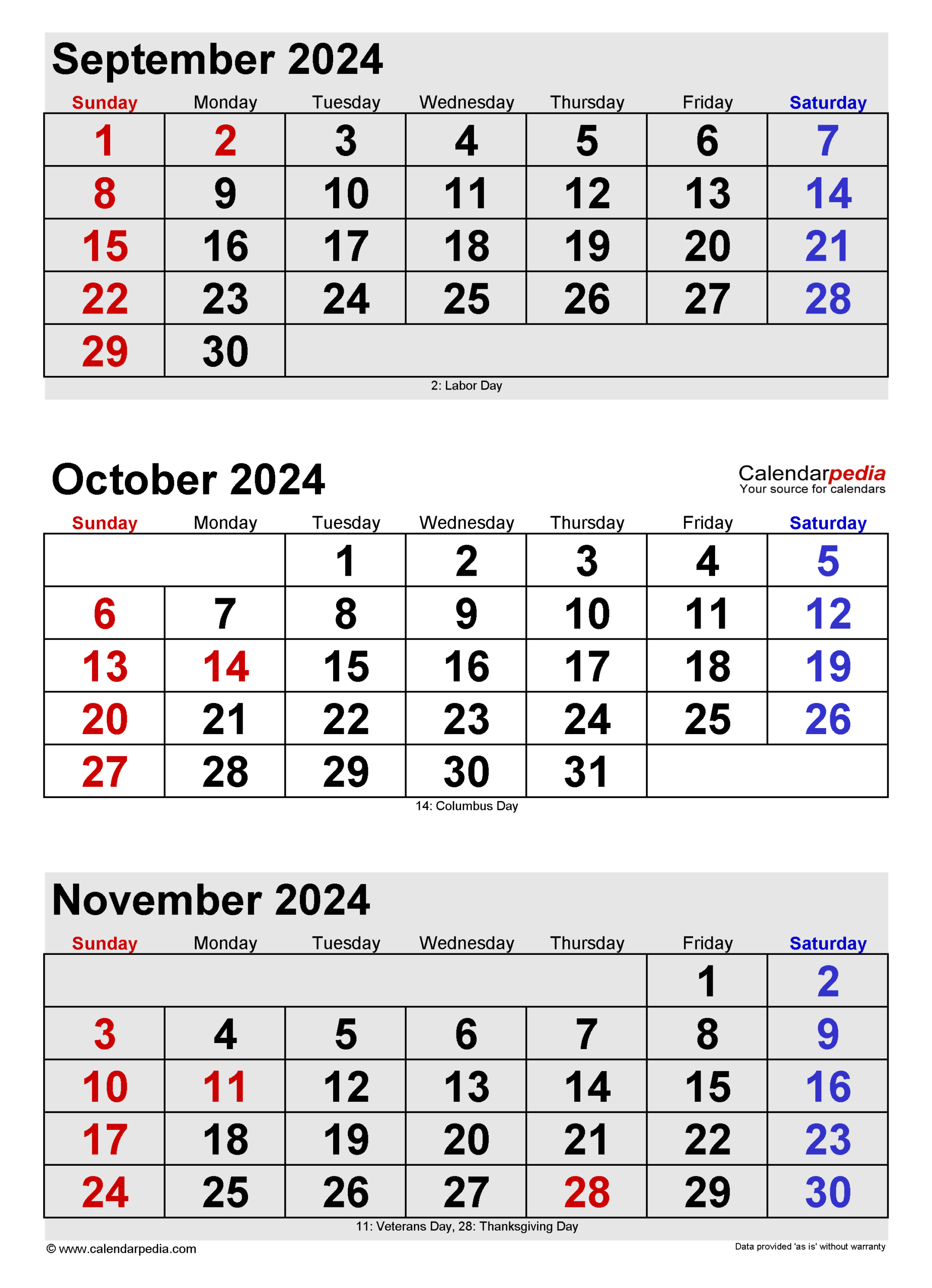 October 2024 Calendar | Templates For Word, Excel And Pdf in September October November 2024 Calendar Printable