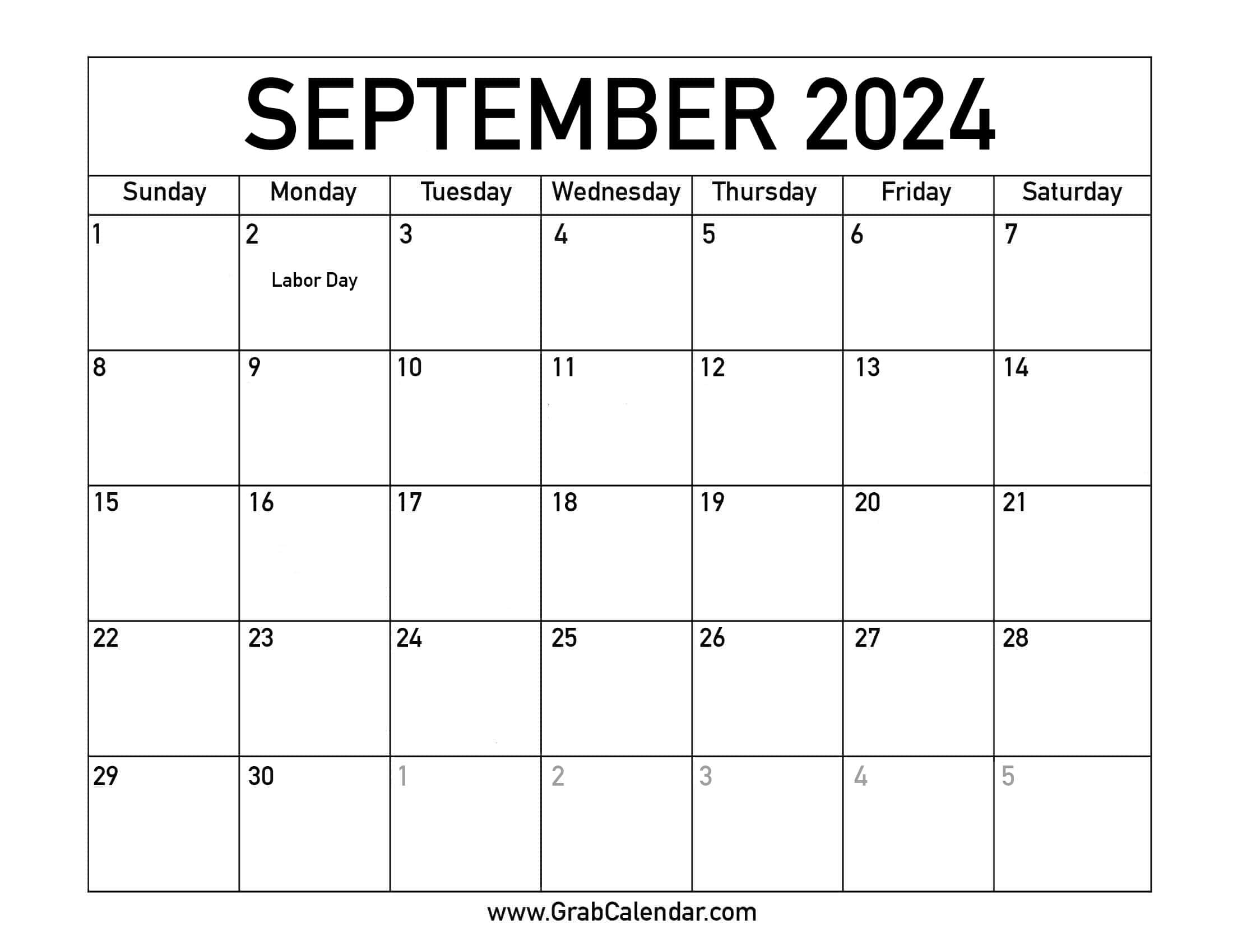 Printable September 2024 Calendar intended for 2024 September Calendar With Holidays