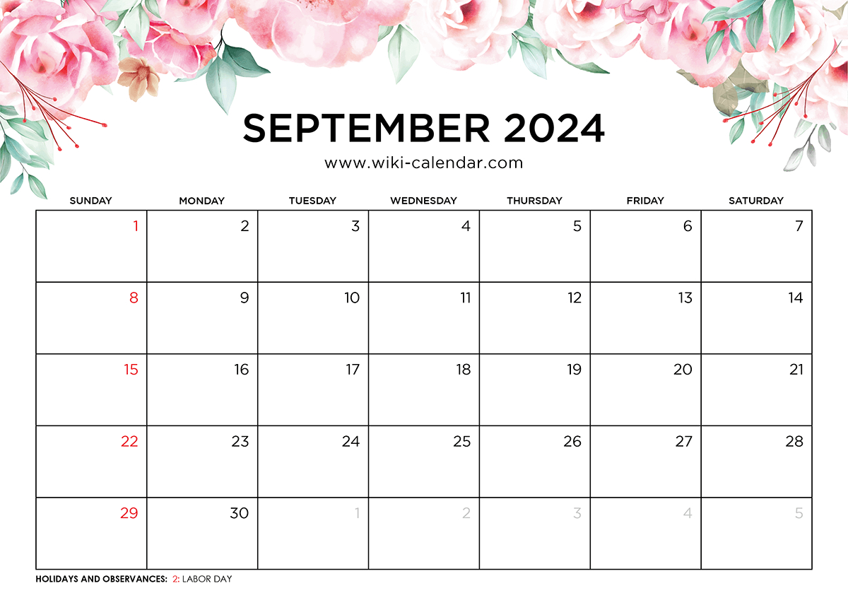 Printable September 2024 Calendar Templates With Holidays for September 2024 Blank Calendar