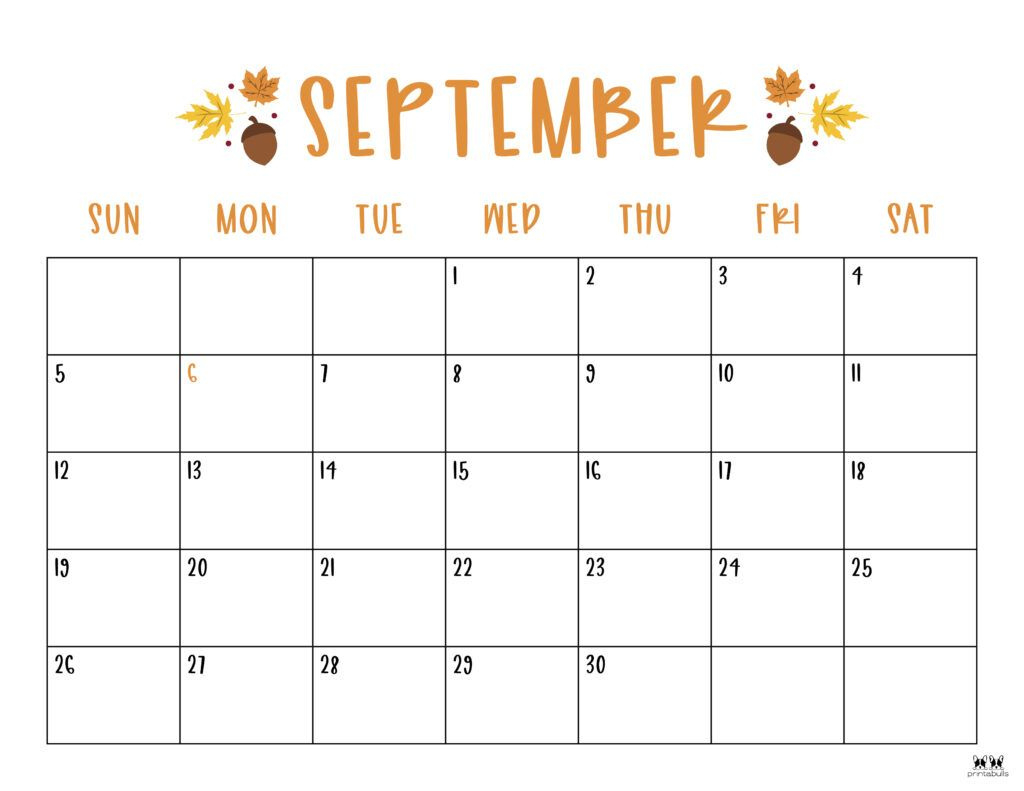 September 2021 Calendars - 15 Free Printables | Printabulls regarding Free Printable September 2024 Calendar With Holidays