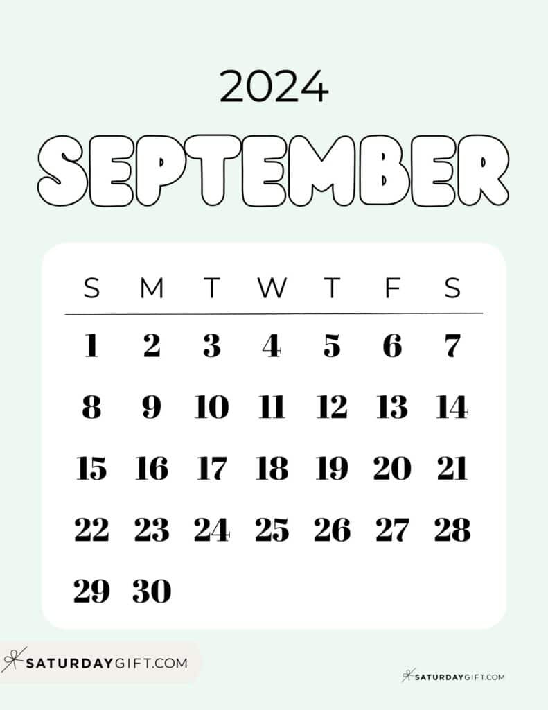 September 2024 Calendar - 20 Cute &amp;amp; Free Printables | Saturdaygift with September 2024 Aesthetic Calendar