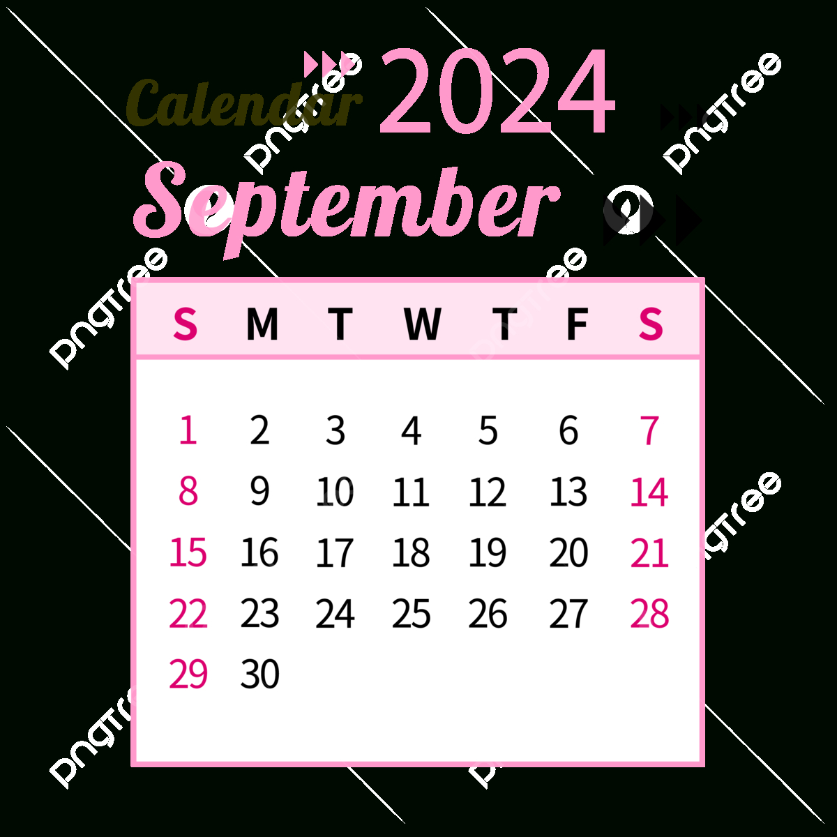 September 2024 Calendar Png Transparent Images Free Download intended for September 2024 Calendar Clipart