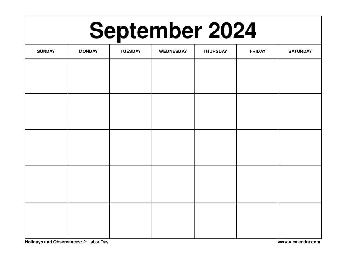 September 2024 Calendar Printable Templates With Holidays pertaining to Free Printable Blank Calendar September 2024