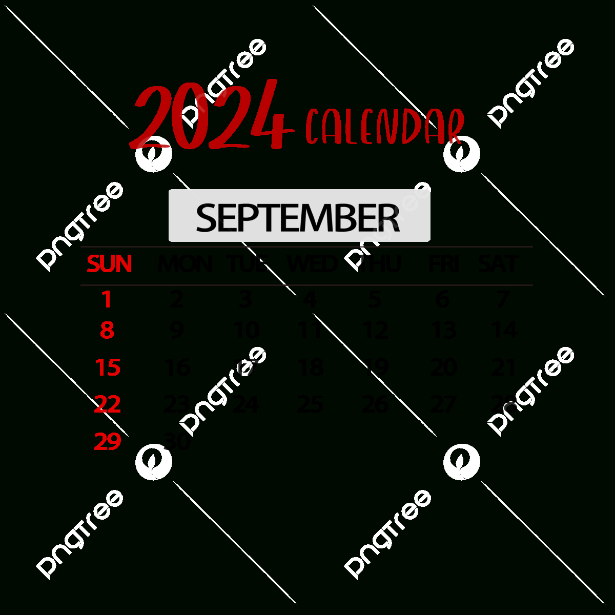 September 2024 Calendar Simple Red, September, Calendar, Two pertaining to Transparent September 2024 Calendar