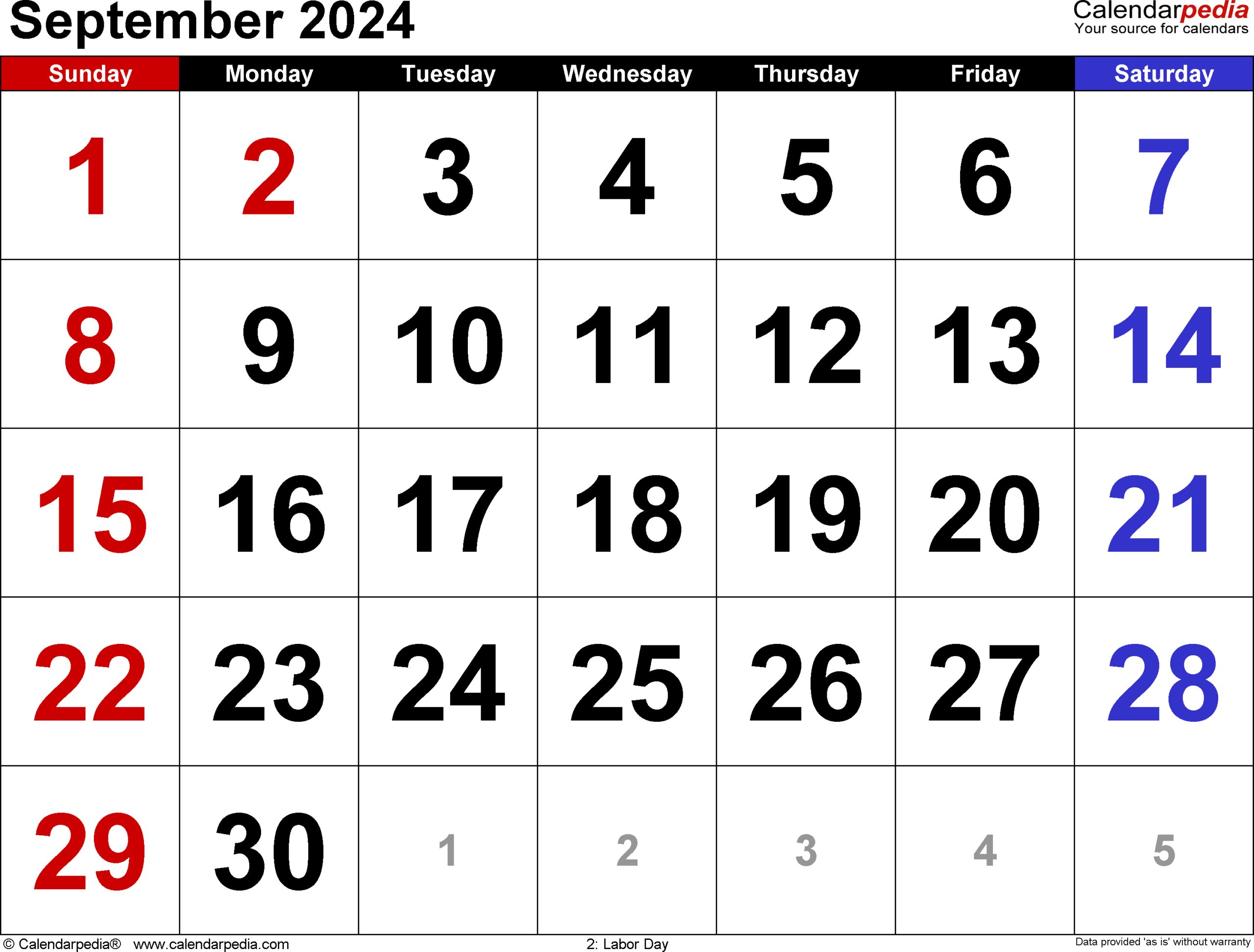 September 2024 Calendar | Templates For Word, Excel And Pdf for 2024 Calendar September Month