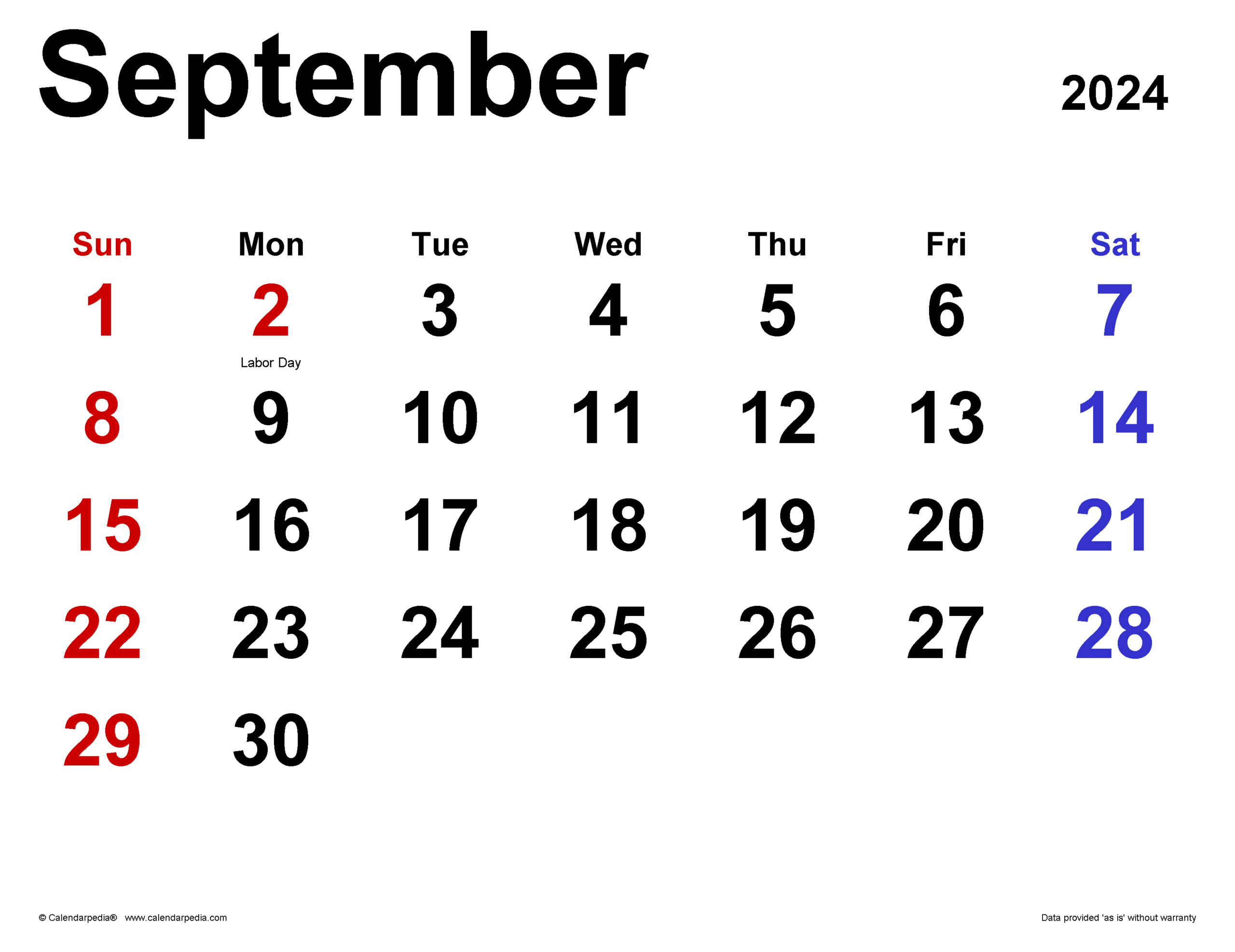 September 2024 Calendar | Templates For Word, Excel And Pdf for How Many Days In September 2024 Calendar