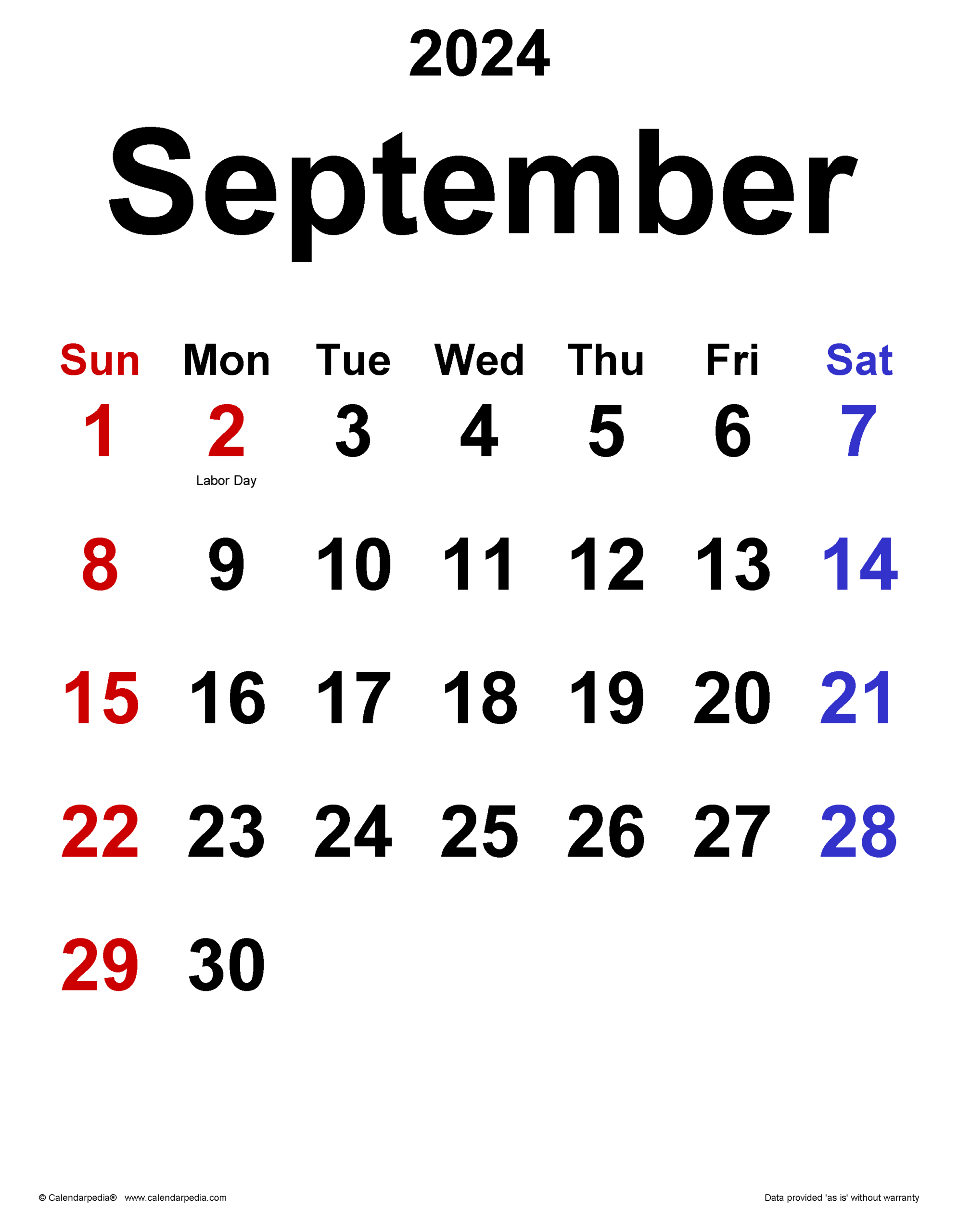 September 2024 Calendar | Templates For Word, Excel And Pdf in September Month 2024 Calendar