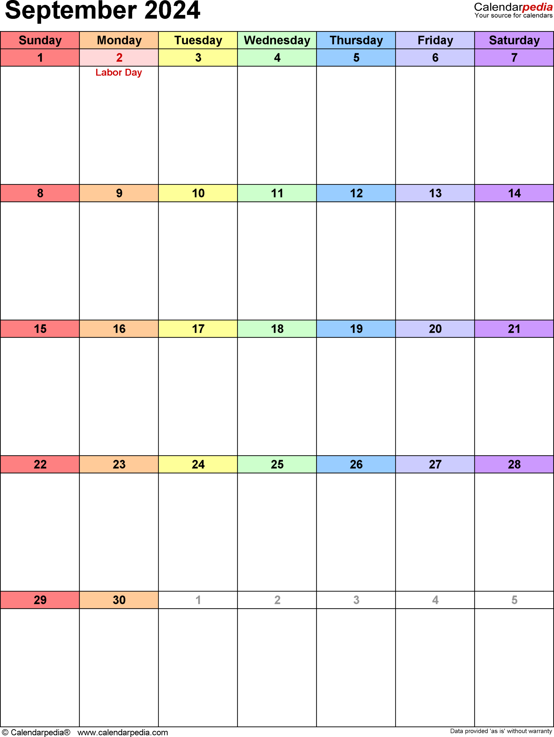 September 2024 Calendar | Templates For Word, Excel And Pdf intended for September 2024 Calendar Portrait