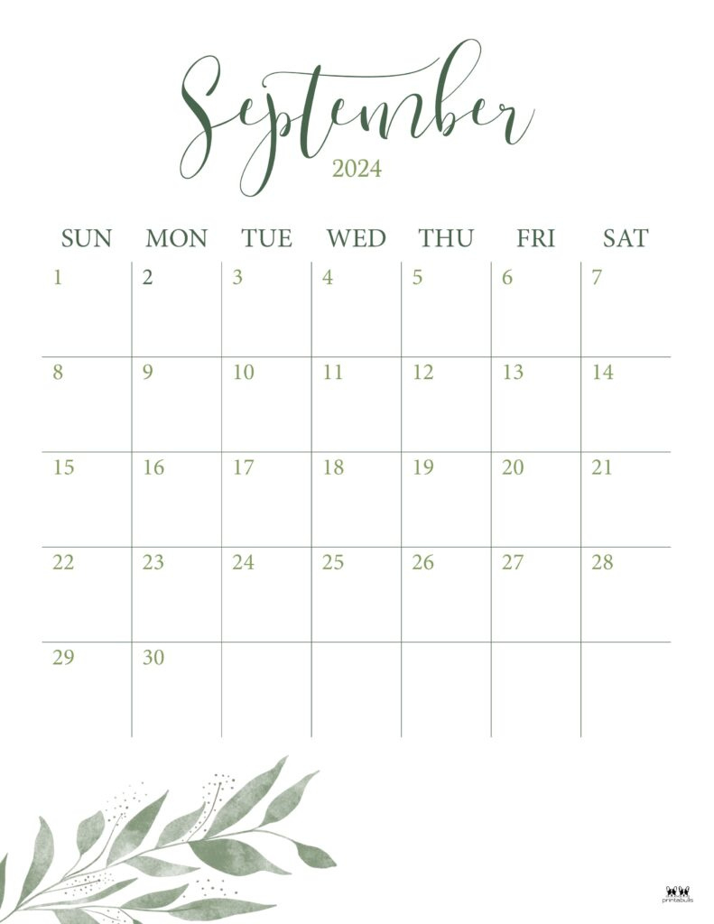 September 2024 Calendars - 50 Free Printables | Printabulls throughout September 2024 Calendar Aesthetic