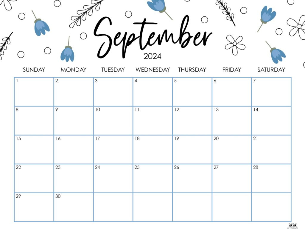 September 2024 Calendars - 50 Free Printables | Printabulls within Free Cute Printable Calendar September 2024