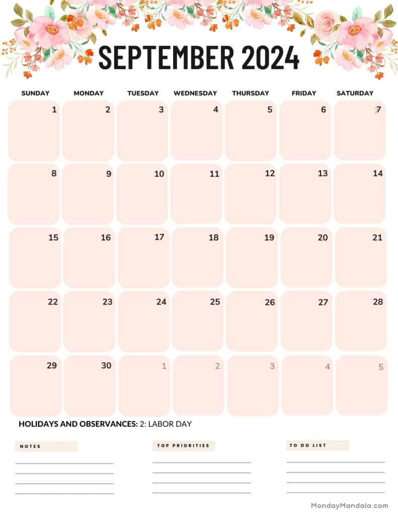 September 2024 Calendars (52 Free Pdf Printables) inside September 2024 Calendar Portrait