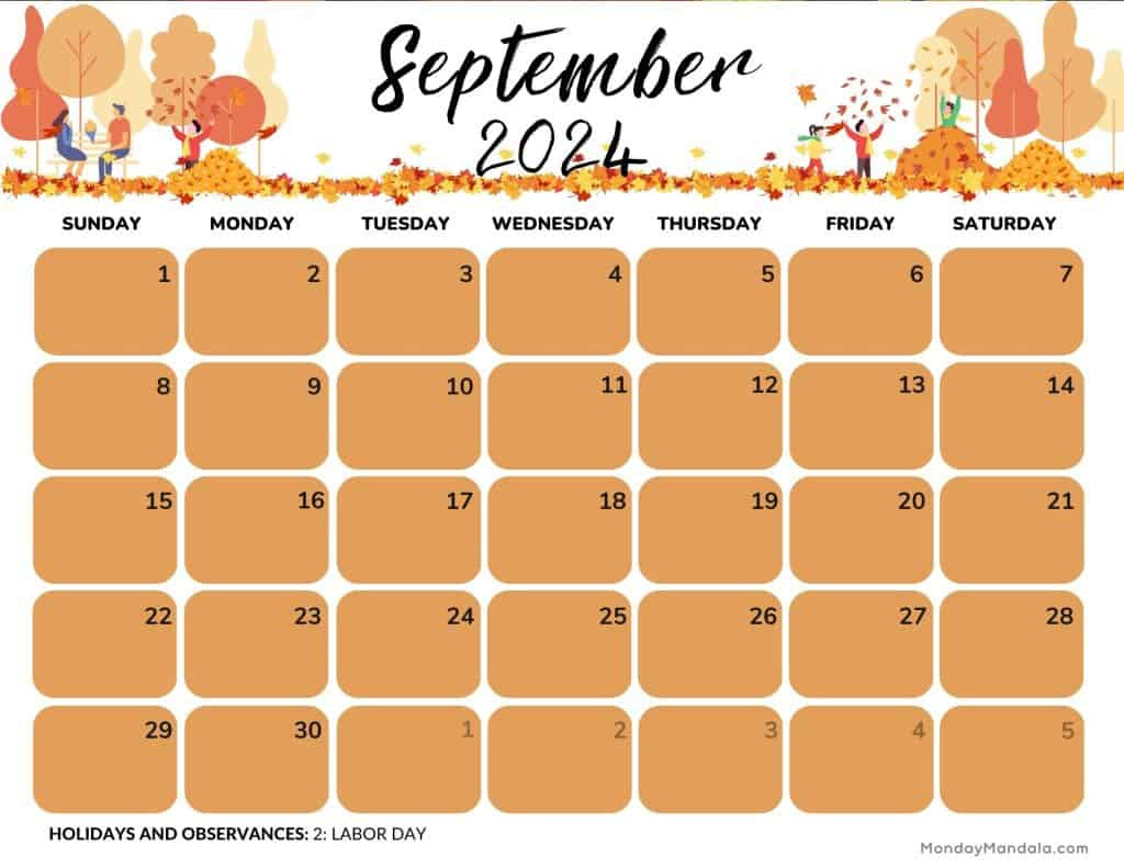 September 2024 Calendars (52 Free Pdf Printables) inside September Fall 2024 Calendar