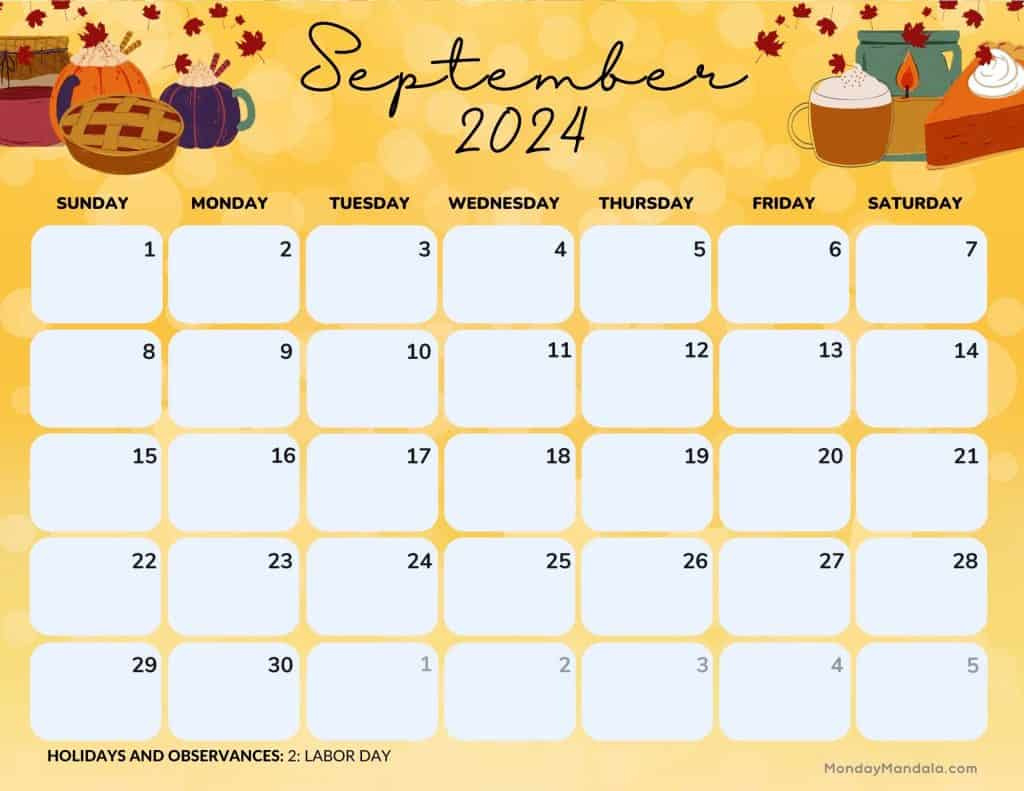 September 2024 Calendars (52 Free Pdf Printables) intended for Cute September 2024 Calendar Printable