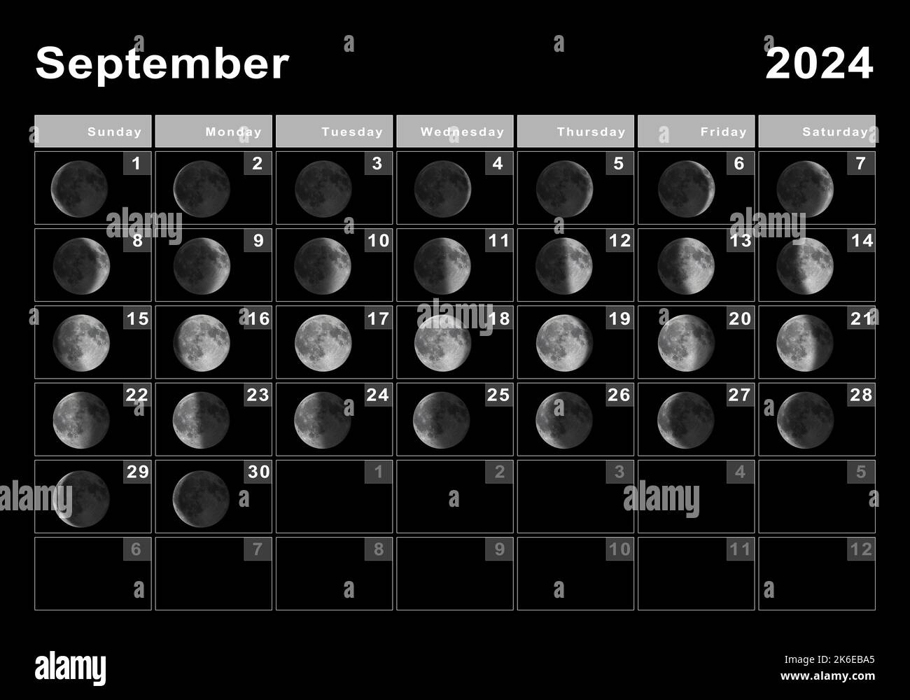 September 2024 Lunar Calendar, Moon Cycles, Moon Phases Stock intended for September 2024 Calendar With Moon Phases