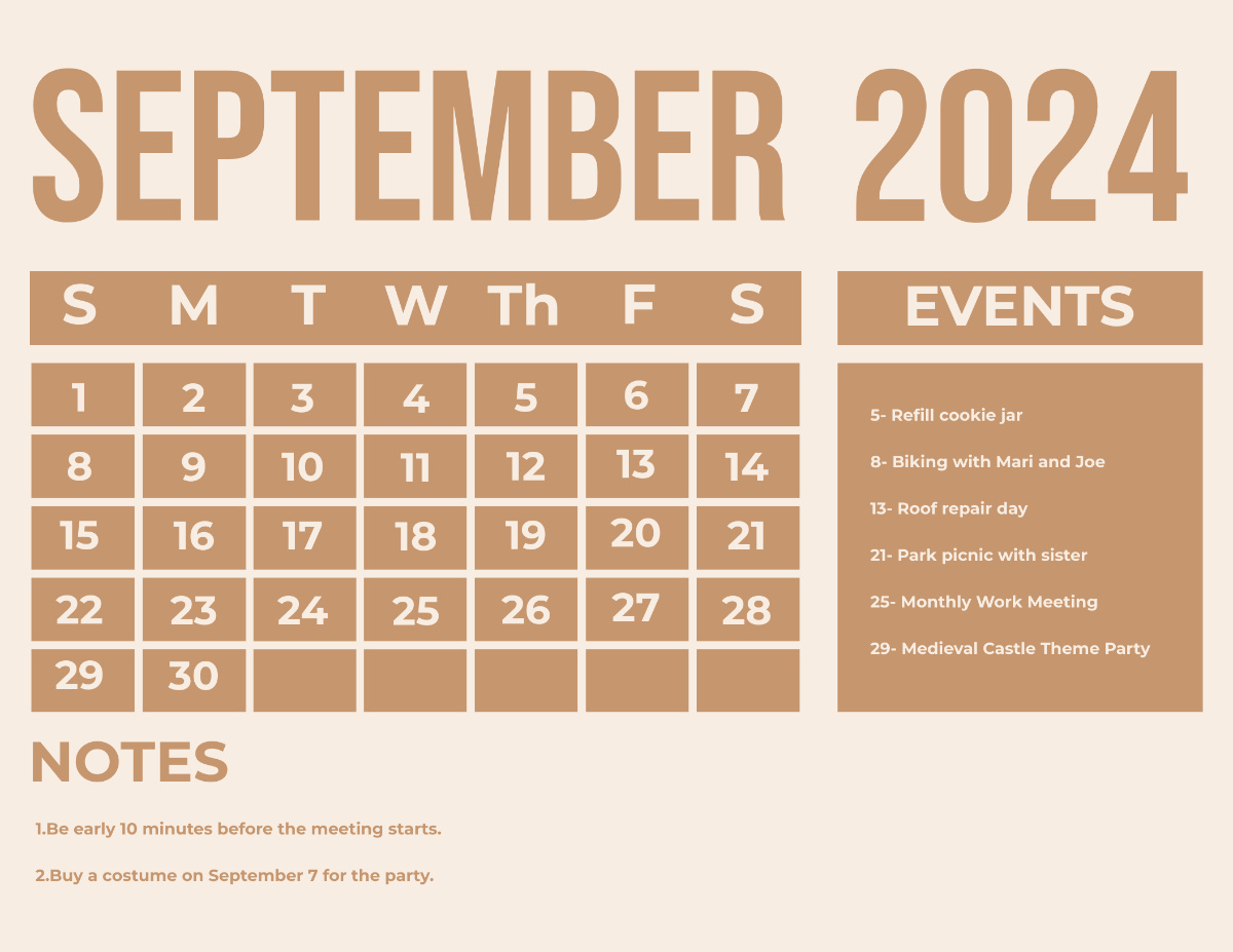 September 2024 Photo Calendar Template - Edit Online &amp;amp; Download pertaining to Calendar Of Events For September 2024