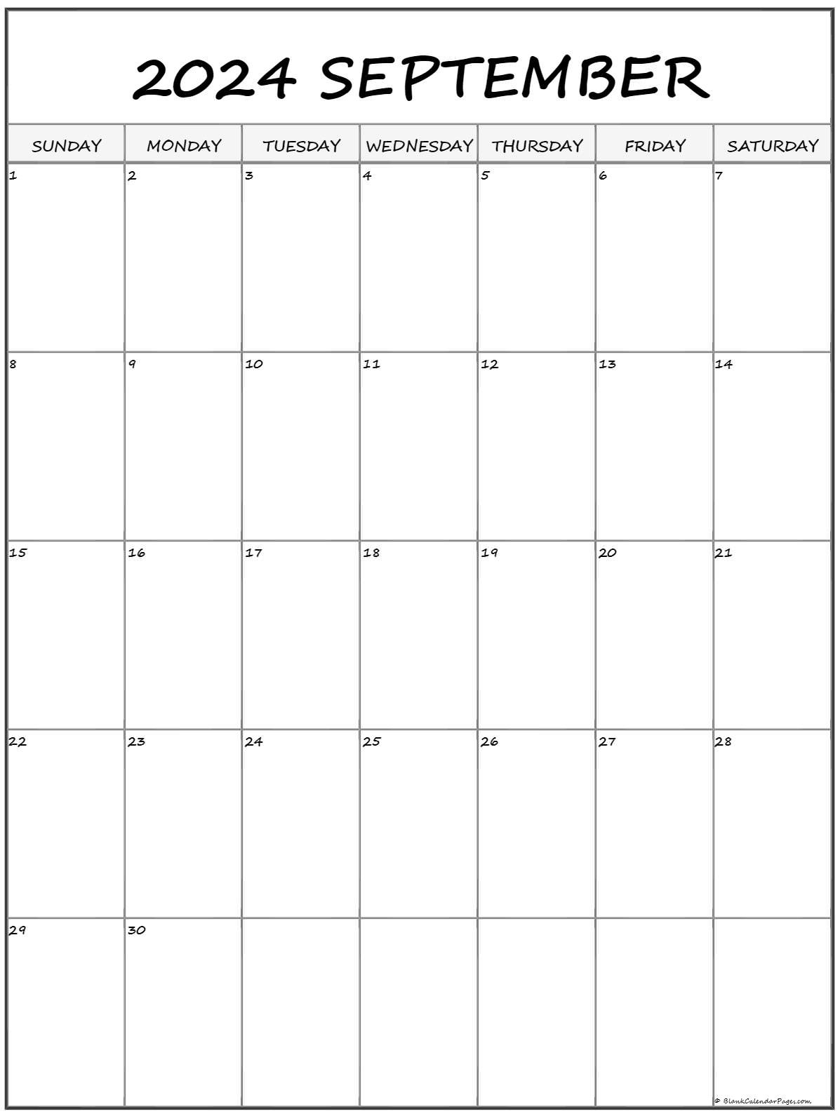 September 2024 Vertical Calendar | Portrait for Printable Calendar Of September 2024