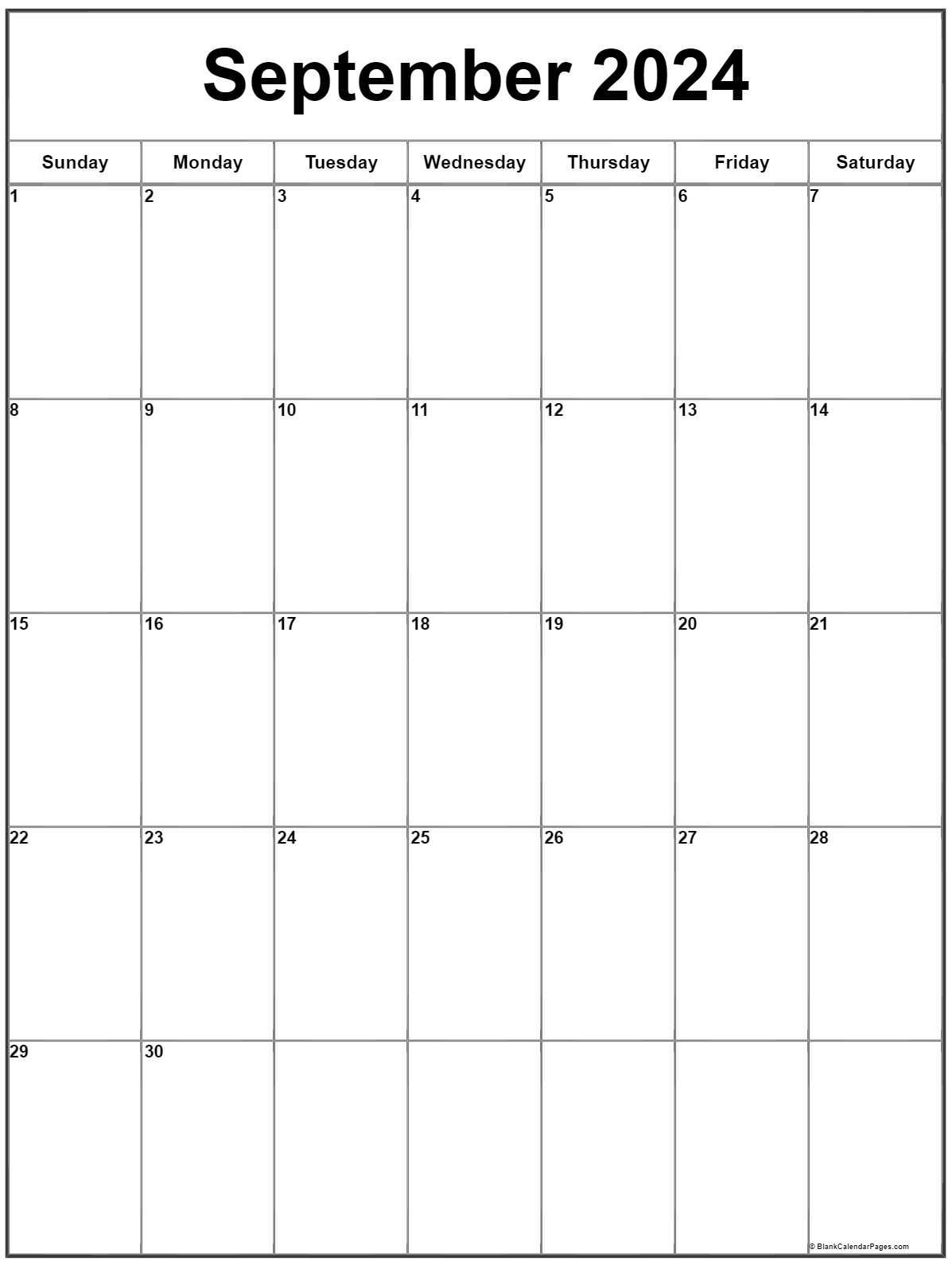 September 2024 Vertical Calendar | Portrait inside September 2024 Calendar Printable Vertical