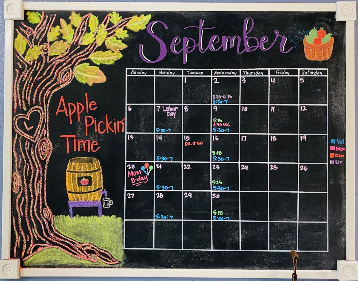 September Chalkboard Calendar 2020 regarding September 2024 Chalkboard Calendar Ideas