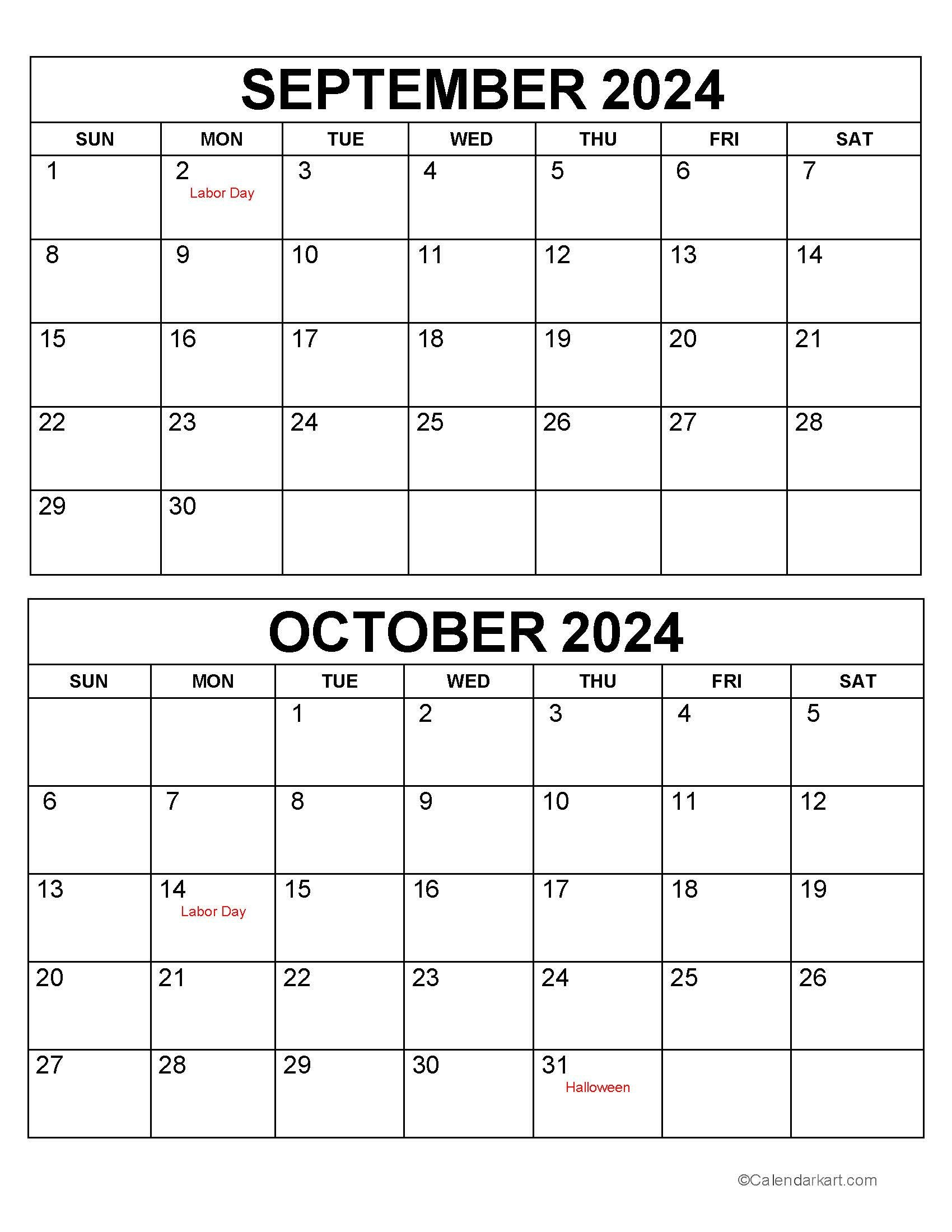 September October 2024 Calendar (5Th Bi-Monthly) - Calendarkart for Calendar September October 2024